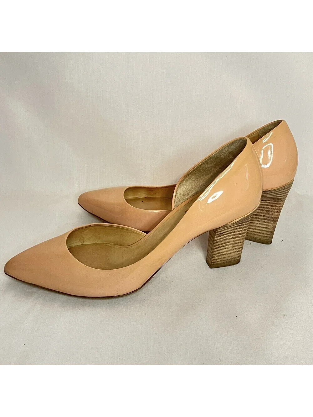 Reed Karkoff Tan Nude Patent Leather Pumps High Heel Shoes Womens US 7.5, EU 38